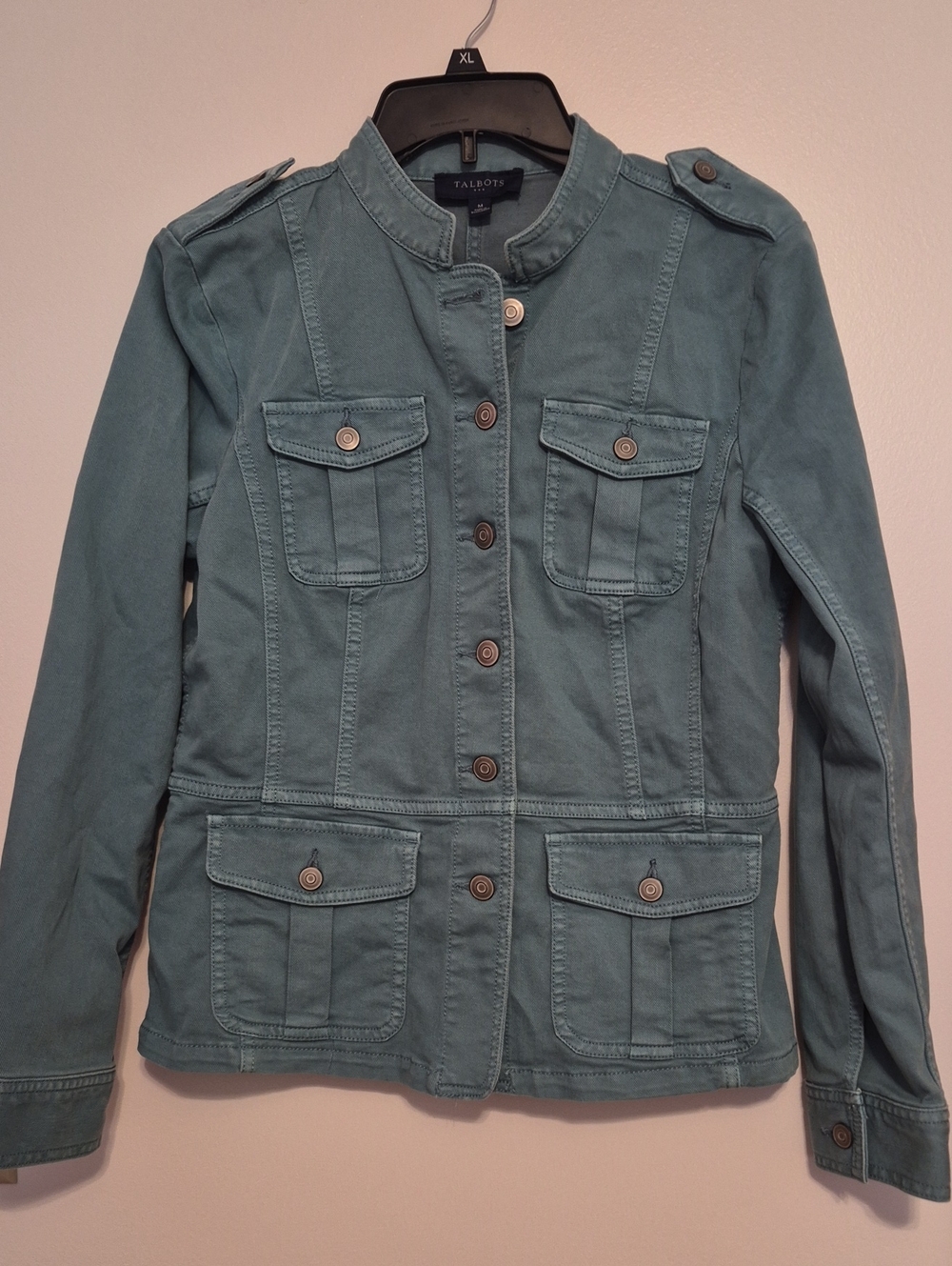 Talbots Women's Denim Utility Jacket in Teal Sz M